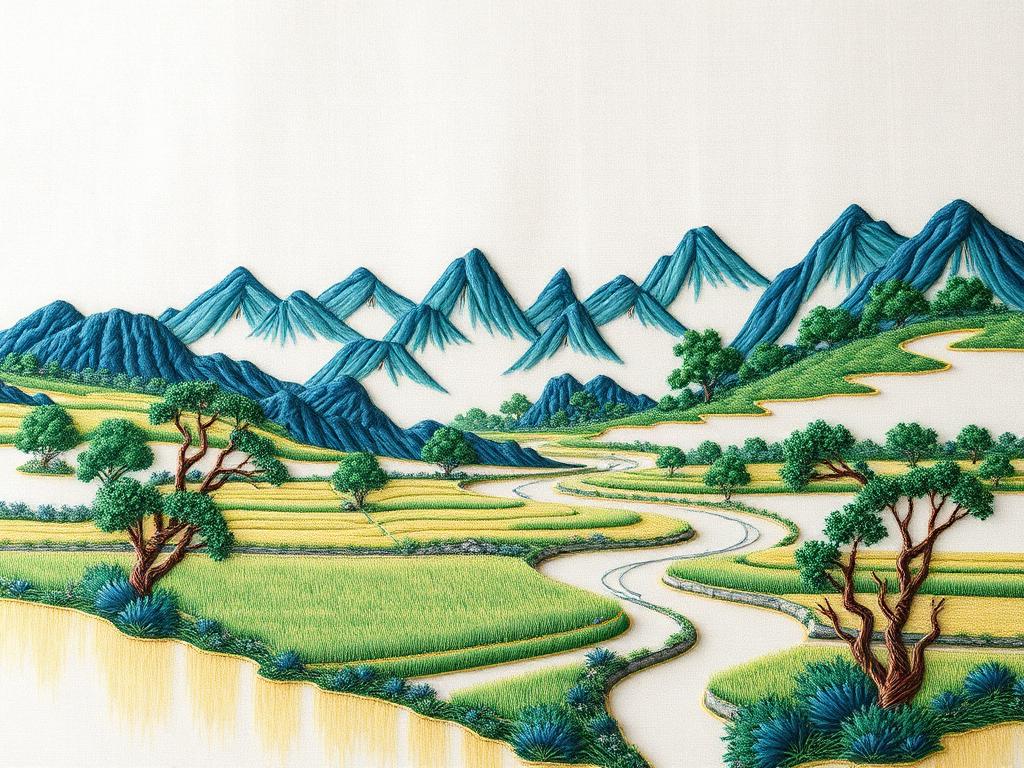 Traditional Vietnamese Landscape Embroidery